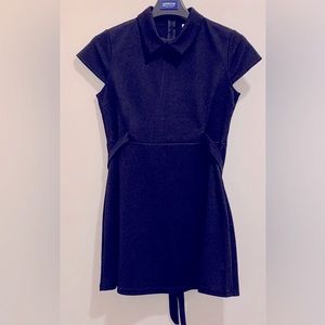 Juniors black mini babydoll dress with collar size L